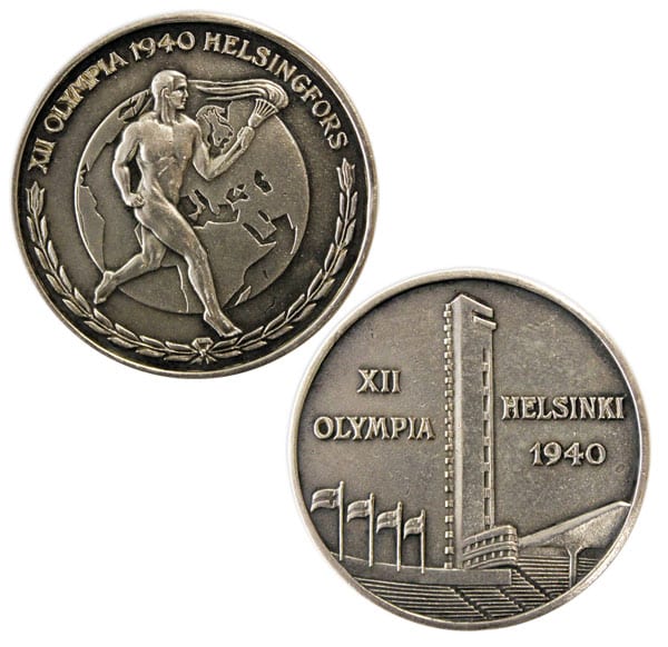 helsinki-1940_Olympic commemorative medal (silver) Helsinki Olympic Games 1940 Commemorative medal tampac The Sports Museum of Finland