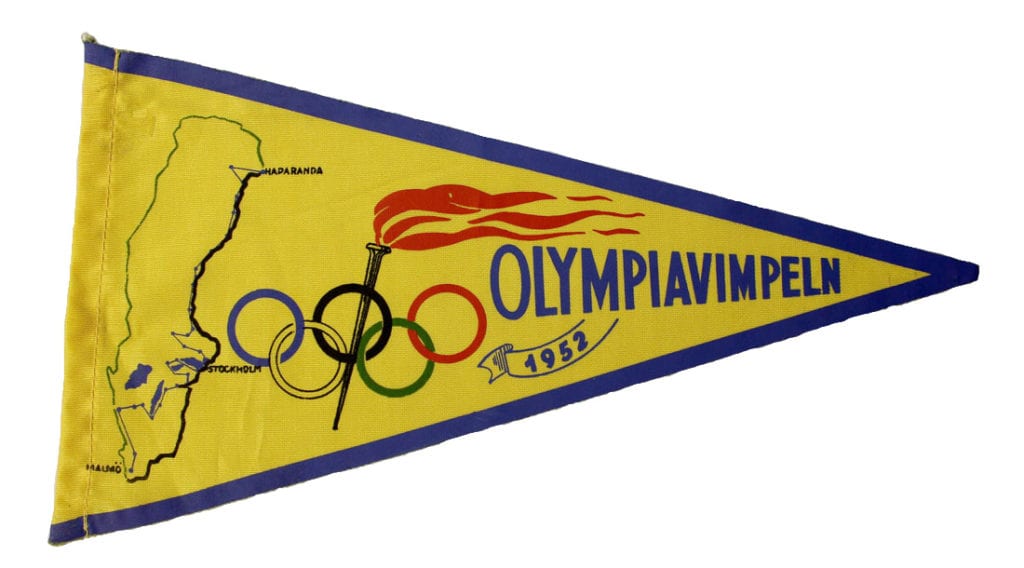helsinki-1952_torch relay pennant Helsinki Olympic Games 1952 Torch relay pennant The Sports Museum of Finland
