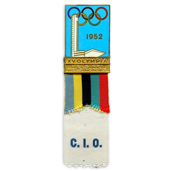 helsinki-1952_ IOC badge Helsinki Olympic Games 1952 IOC badge The Sports Museum of Finland