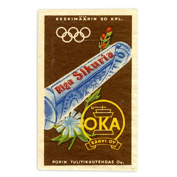 helsinki-1952_Matchbox label 2 Helsinki Olympic Games 1952 Matchbox label The Sports Museum of Finland