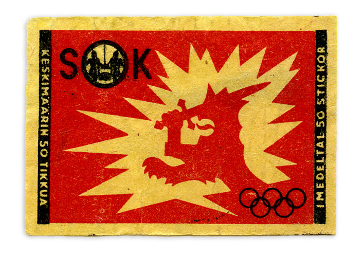 helsinki-1952_Matchbox label 7 Helsinki Olympic Games 1952 Matchbox label The Sports Museum of Finland