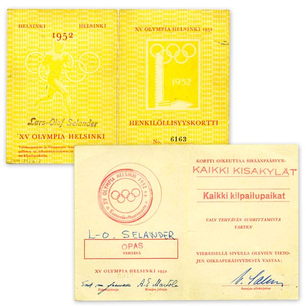 helsinki-1952_Identity card 5 Helsinki Olympic Games 1952 Identity card The Sports Museum of Finland