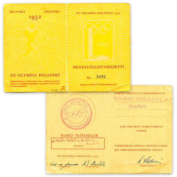 helsinki-1952_Identity card Helsinki Olympic Games 1952 Identity card The Sports Museum of Finland