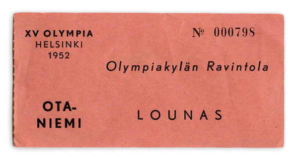 helsinki-1952_Food coupon Helsinki Olympic Games 1952 Food coupon The Sports Museum of Finland