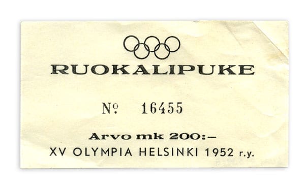 helsinki-1952_Food coupon 2 Helsinki Olympic Games 1952 Food coupon The Sports Museum of Finland