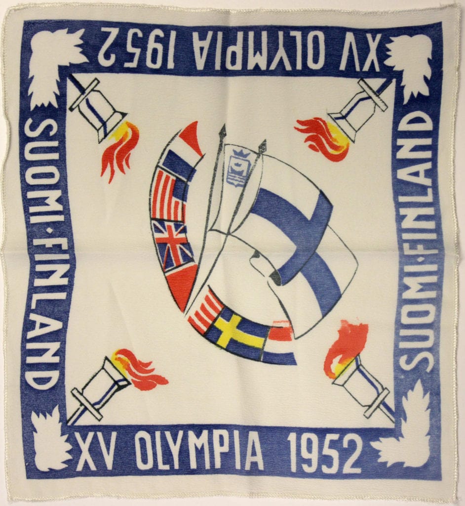 helsinki-1952_Handkerchief 9 Helsinki Olympic Games 1952 Handkerchief The Sports Museum of Finland