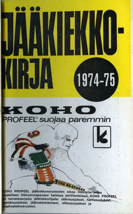 Jkk-1974-75 Jääkiekkokirja 1974-75 kansi. Urheilumuseo.