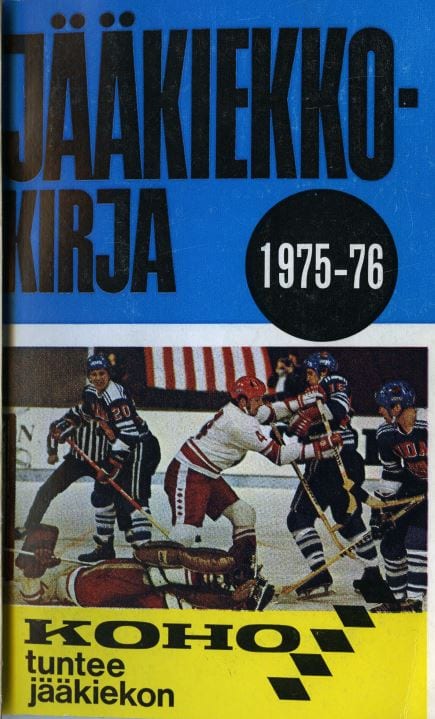 Jkk-1975-76 Jääkiekkokirja 1975-76 kansi. Urheilumuseo.
