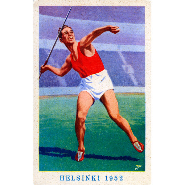 helsinki-1952_Postcard (javelin thrower)